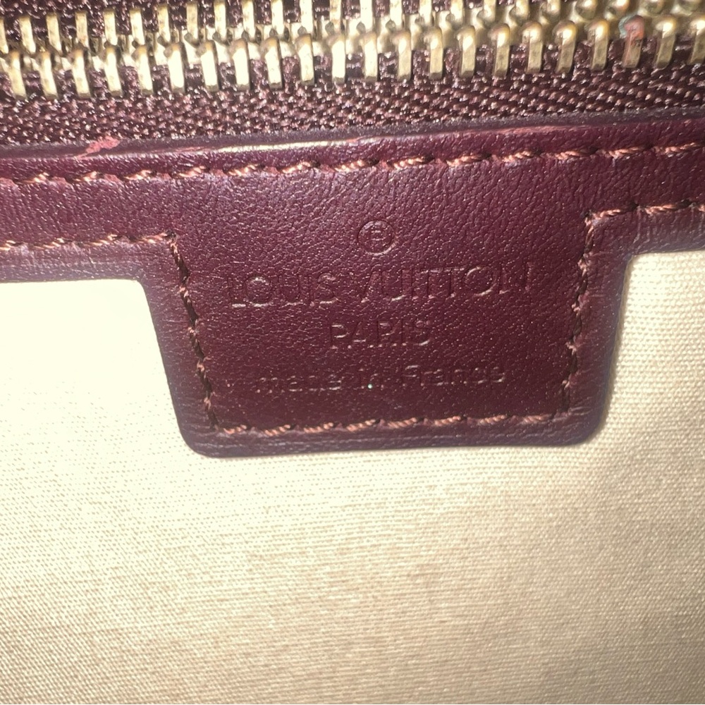 Louis Vuitton Pink Denim with Burgundy Travel Bag with Iconic Monogram - Picture 3 of 9